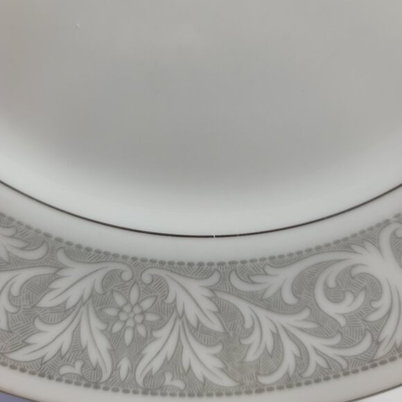 FOUR Imperial China Whitney Dinner Plates White Gray Band Leaf Scrolls W. Dalton - Picture 13 of 15